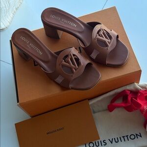 Louis Vuitton Isola Brown Mules with Logo Detail